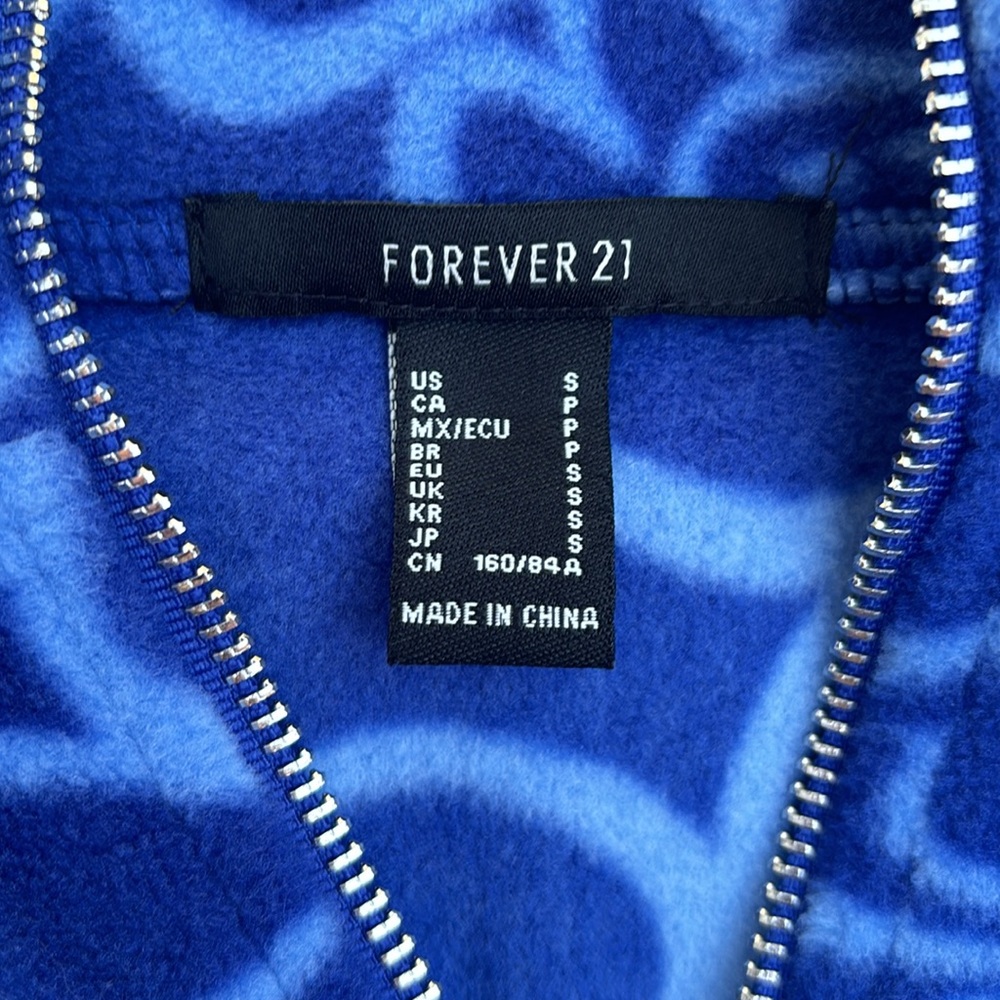 Forever 21 Cropped Half-Zip Floral š Smiley Face Pullover, Size Small - Picture 6 of 15
